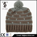 New Arrival ladies acrylic jacquard hat with pom pom